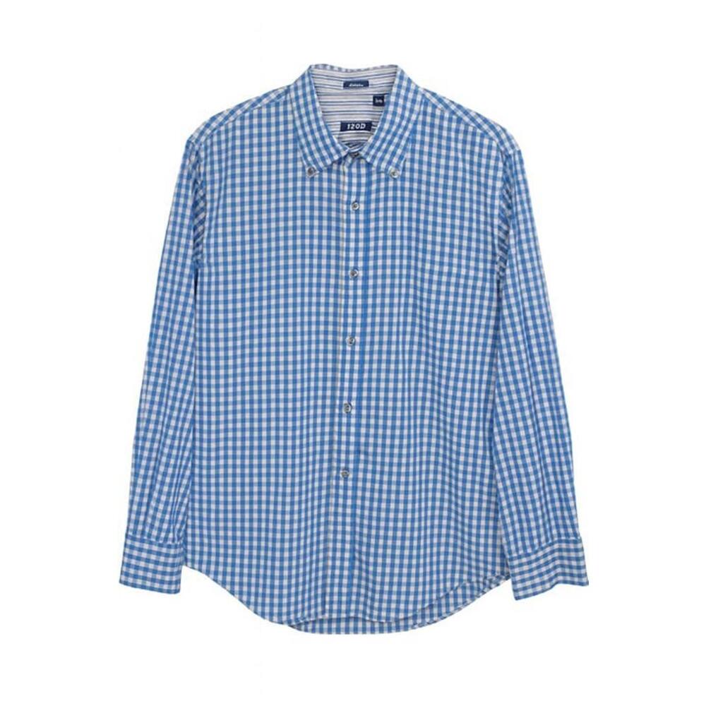 🍑IZOD Men’s Blue & White Checkered Button-Down Shirt – Size Large (BIN C)